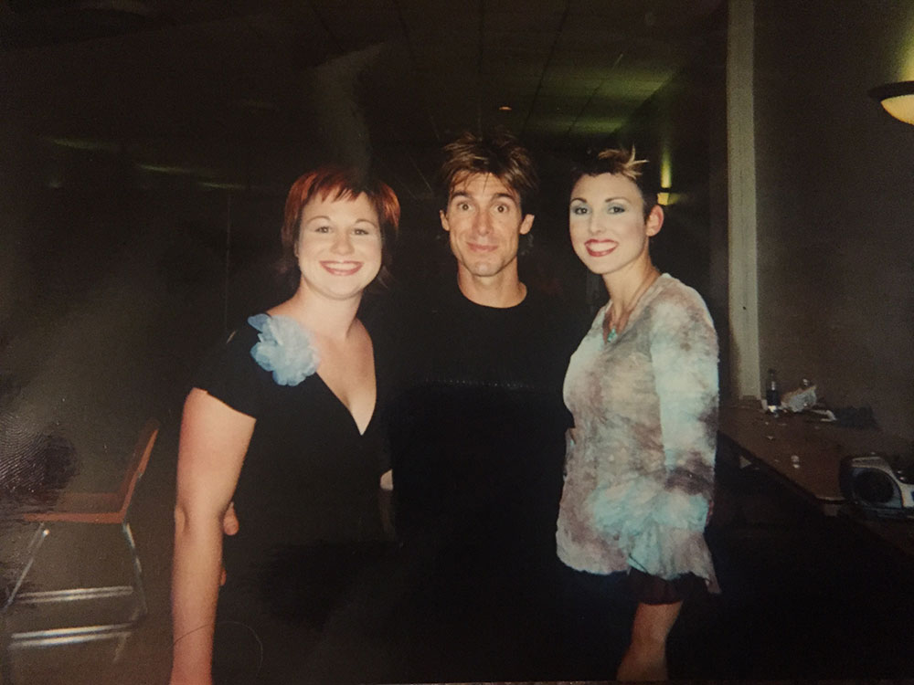 Chrissie, right, backstage at a hair show in Lake Charles, LA in 2002, with Paris Parker teammates Sasha and Craig. | Source: Craig Boutte