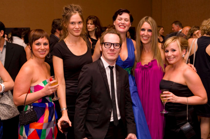 Sasha (left) is recognized at North American Hairstyling Awards in 2009. | Source: Sasha Ahart