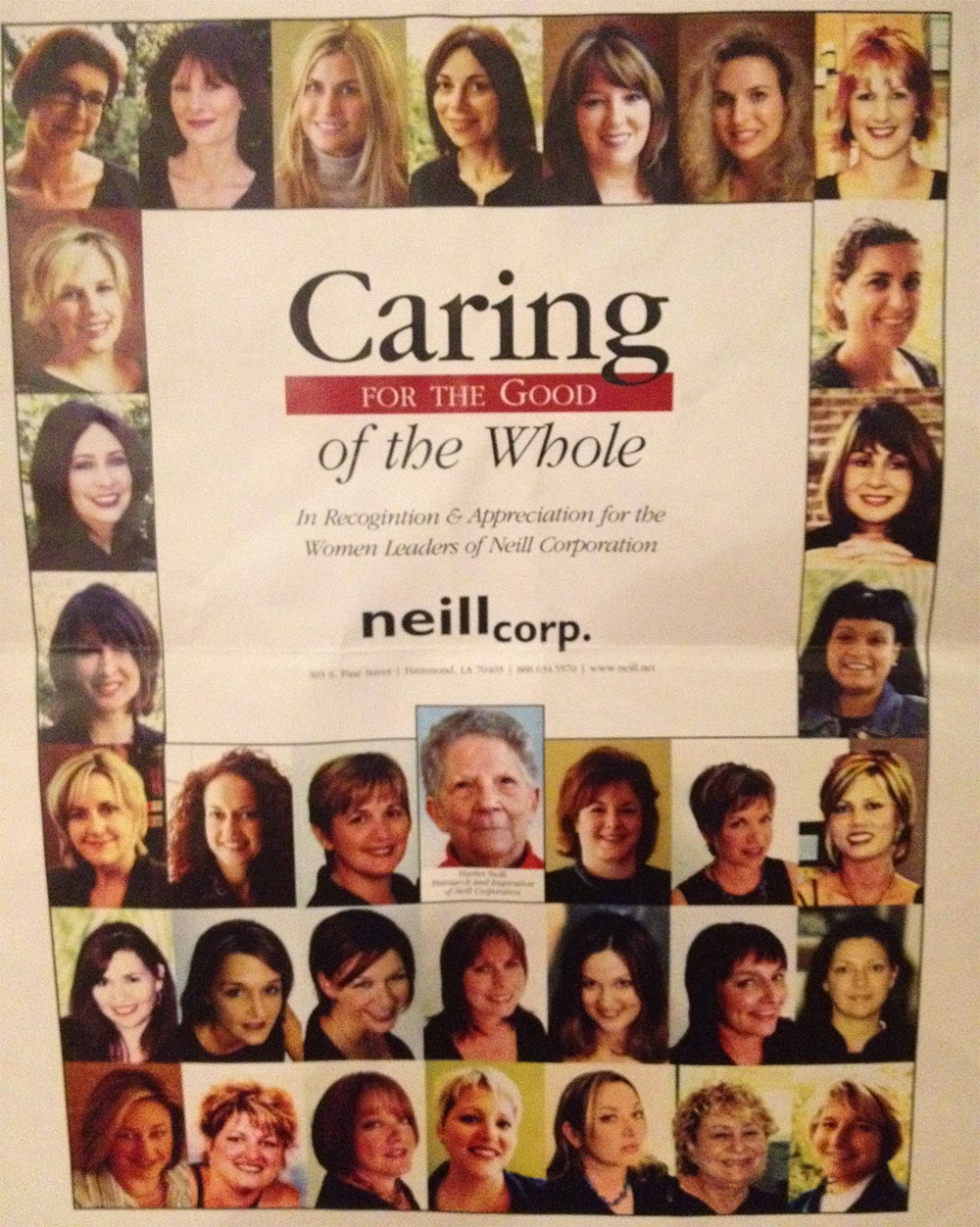 In 2002, Neill Corporation celebrated its women leaders with this tribute ad, produced by Kathleen’s marketing department. (She is shown bottom left). | Source: Kathleen Turpel